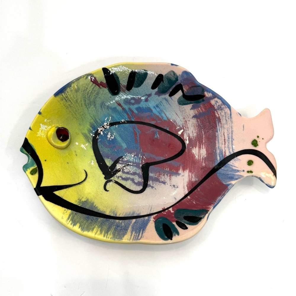 VTG Jim Rice Salad Fish Bowl Studio Art Signed